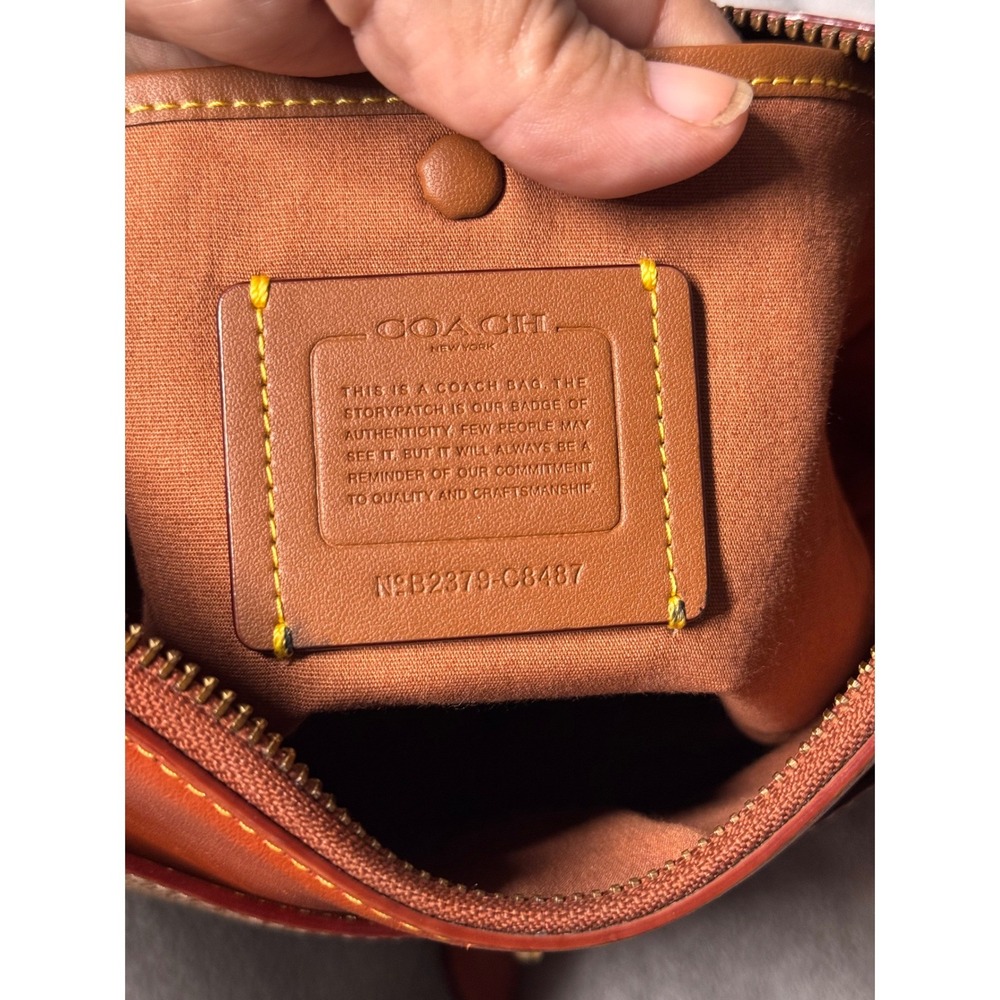 Coach Chaise Crossbody Bag Signature Coated Canvas Leather Tan Brown C8487 - Picture 6 of 15
